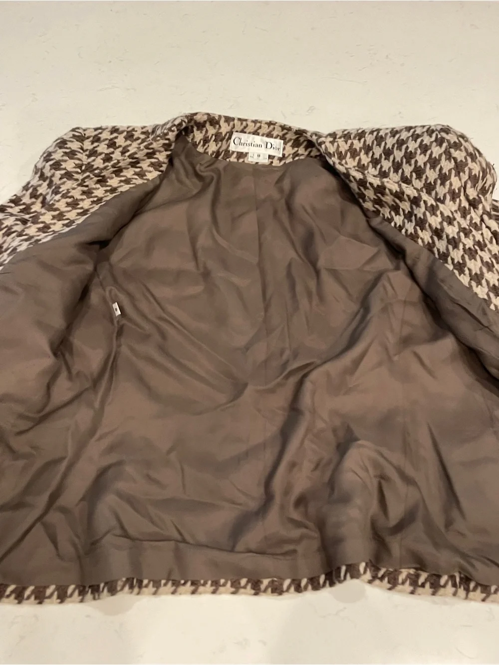 VINTAGE CHRISTIAN DIOR BROWN CHECK HOUNDSTOOTH BLAZER JACKET 8